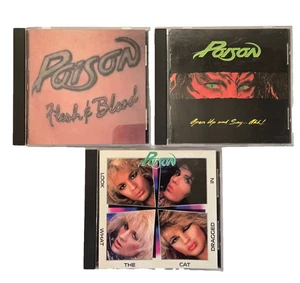 3 Poison CDs: Flesh & Blood/Open Up Say Ahh, ...Cat Dragged In, 80s, Huge HITS! - Foto 1 di 5