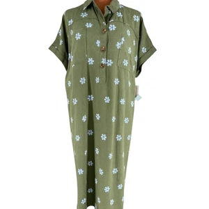 Sonoma Goods for Life Women's Plus 0XGreen Floral Button Front Mini Dress NWT - Picture 1 of 10