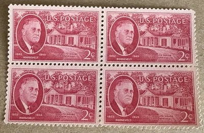 1945 FDR & White House MNH OG 2c Block Of 4 Unused U.S. Postage Stamp Scott# 931 - Image 1 of 2