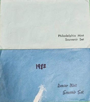 1982 AUTHENTIC US MINT UNCIRCULATED DENVER AND PHILADELPHIA SOUVENIR SETS - Image 1 of 4