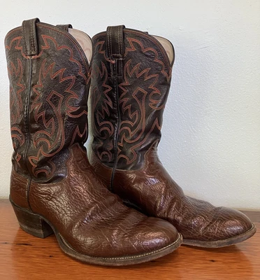 Botas caubói ocidentais masculinas Olathe Bullhide 11 D, marrom médio, fabricadas nos EUA - Imagem 1 de 4