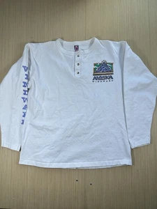 Camicia Vintage Anvil Hanley Henley Uomo XL Bianca Alaska Windward Escursione Bici Kayak - Foto 1 di 4