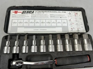 WÜRTH ZEBRA 1/2" Knarre + Innensechskant Schraubendreher Einsatz 11 Teile Kasten - Bild 1 von 11