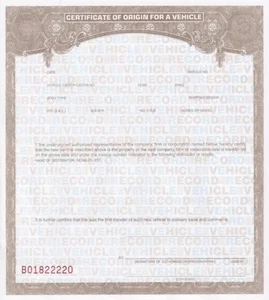 50 BLANK Certificate of Origin MSO MCO Form - Bikes Trikes Trailers Dune Buggies - Picture 1 of 2