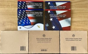 2018 2019 2020 2021 2022 P & D US Mint Uncirculated Coin Sets OGP COA, 2 Sealed! - Picture 1 of 21