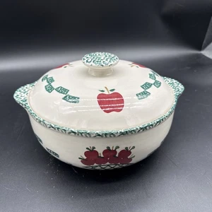 1 Servierschale aus Steingut mit Deckel, Apfel Design  - Bild 1 von 5