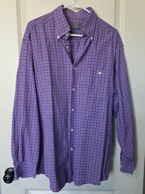 Talbots L Men's LS Light Blue Pink White Plaid Button Up Shirt  - Image 1 of 4