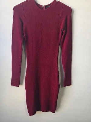 OLIVACEOUS Burgundy Long Sleeve Bodycon Sweater Dress Women Size S RN#135773 - Image 1 of 4