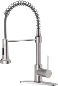 OWOFAN Küchenarmatur mit herunterziehbarer Brause Nickel gebürstet Edelstahl 1 ha - Bild 1 von 8