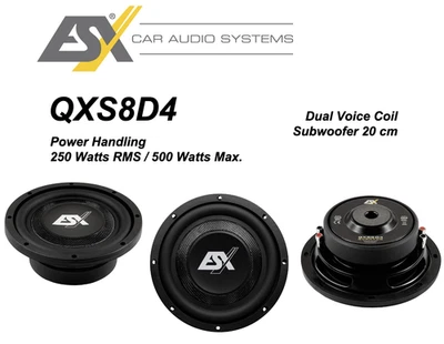 ESX QXS8D4 flacher 20 cm (8”) Flat Subwoofer 500 Watt nur 78mm Einbautiefe - Bild 1 von 4