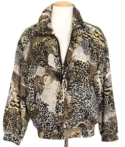 COACO Womans Size M Jacket 100% Silk Bomber Jacket Cheetah Print Classic - Picture 1 of 13