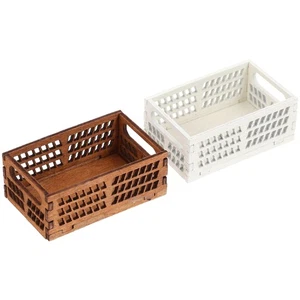 2 Pcs Wooden Frame Storage Box Basket Small Dollhouses Decoration - Picture 1 of 12