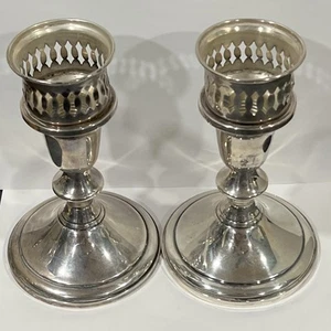 2 Vintage Towle Weighted & Reinforced Sterling Candlestick Holders with Wax Cups - Picture 1 of 11