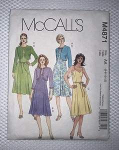 McCall’s 4871 Sewing Pattern Misses' Shrug Dress Belt Size 6 - 12, UNCUT FF - Picture 1 of 3
