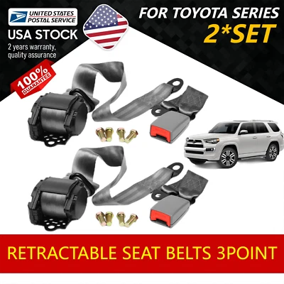 Cinturón de seguridad ajustable retráctil gris de 3 puntos para Toyota 4Runner 1998-2019 Foto 1 de 4
