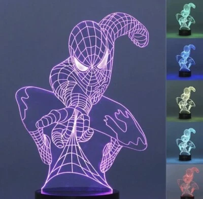 3D LED Spiderman Bedroom Room Lamp 7 Colors Desk Lamp Touch - Image 1 of 2