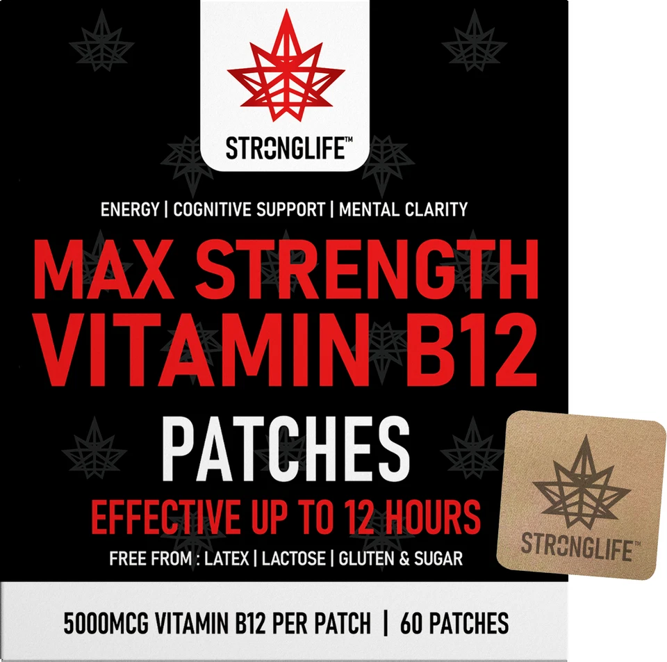 STRONGLIFE Max strength Vitamin B12 60 patches 5000 mcg per patch