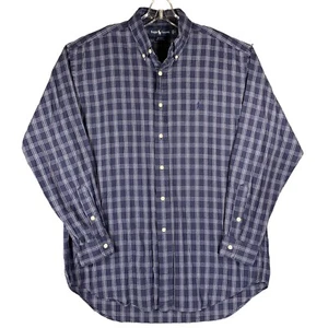 RALPH LAUREN Blake Button Down Shirt Long Sleeve Mens M Blue Pony Logo Plaid - Picture 1 of 10