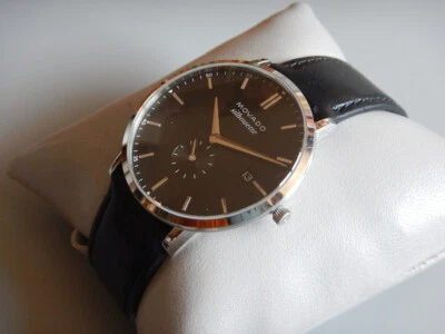 Súper Estado Movado SILHOUETTE Esfera de Acero Negra Poco Barrido Garantía 2 Años Foto 1 de 4