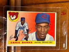 1955 TOPPS #28 ERNIE BANKS HOF CHICAGO CUBS HOF 2ND YEAR CARD VGEX