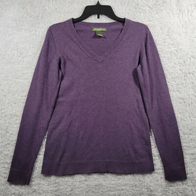 Suéter Eddie Bauer para mujer mediano púrpura mezcla de cachemir manga larga cuello en V Foto 1 de 4