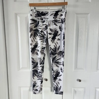 Leggings Jockey Mujer Talla Pequeña Blanco Negro Estampado Floral Pull On Foto 1 de 4