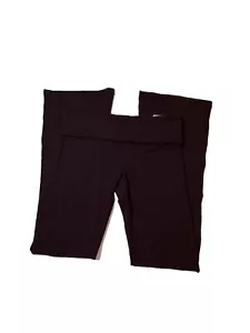 PINK by VS Stretch Cotton Fold-over Flare Leggings Black Size Medium NWT - Picture 1 of 5