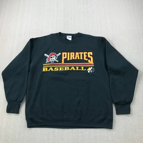 VINTAGE Pittsburgh Pirates Sweatshirt Mens Extra Large Black Majestic 90s MLB Cover