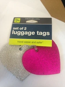 Travelon Set Of 2 Heart Shaped Luggage Tags. Brand New.  - Picture 1 of 2