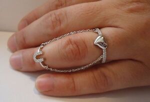LUCKY HORSE SHOE & HEART SLAVE RING W/ ACCENTS /925 STERLING SILVER/SZ 5 TO 9