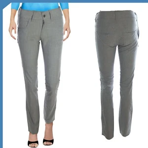 Pantalon Femme Gris Droit Élégant Made In Italy Taille 39 W25 S Small - Imagen 1 de 5