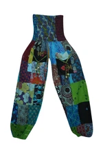Boho Colorful Harem Pant Cotton Patchwork Loose Comfy Summer Yoga Pants S/M