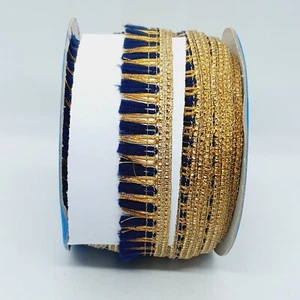 Finitura frange oro marino decorazione treccia indiana nastro da danza 2,5 cm - Foto 1 di 1