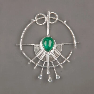 Подарки ювелирные изделия кулон солнце и луна серебро 925 пробы натуральный малахит - Изображение 1 из 4