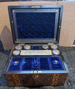 Antique Victorian Vanity Dresser Jewelry Perfume Box Fitted Interior - Picture 1 of 15