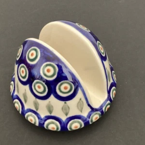 Boleslawiec Polish Pottery Napkin Envelope Card Holder 2.75" Tall - Picture 1 of 7