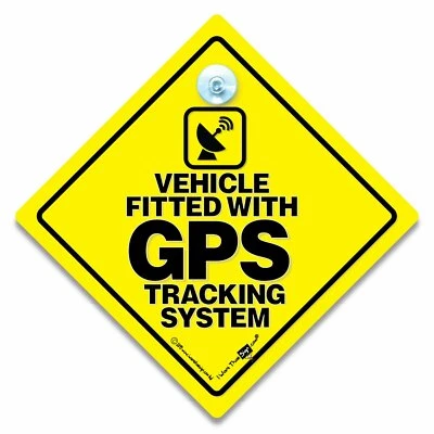 IWANTTHATSIGN.COM Fahrzeug ausgestattet mit GPS-Ortungssystem Autoschild, Saugnapfschild, GPS-Warnung