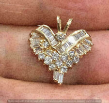 2.30Ct Round Cut Diamond Heart Butterfly Pendant 14K Yellow Gold Over With Chain