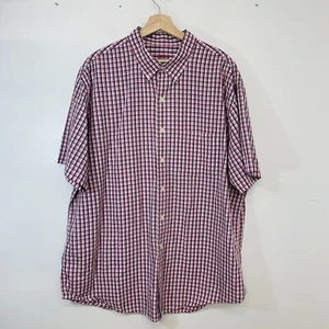 Izod leichtes Popeline Hemd Herren Gr. 2XLT Kurzarm rosa kariert 100% Baumwolle - Bild 1 von 9