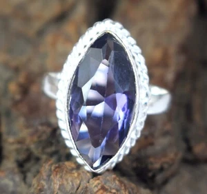 Brazilian Violet Amethyst 8.60 Ct/19 mm Natural Marquise Gemstone Certified Ring - Picture 1 of 7