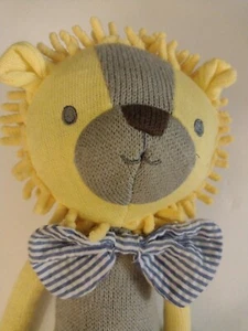 The Peanut Shell Plush Leon the Lion Yellow Gray Knit Stuffed Baby Toy 16"  - Picture 1 of 9