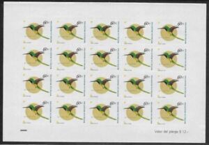 Argentina Stamps 1998 Birds Hummingbird Complete Self Adhesive Sheet CV USD 66