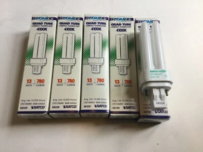 Satco Hygrade S8320 CFD13W/841 13W 2-Pin GX23-2 T4 CFL 4100k Cool White - Image 1 of 4