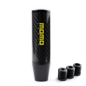 13CM Black Universal MOMO Racing Aluminum Carbon Fiber Gear Shift Knob Shifter - Picture 1 of 6