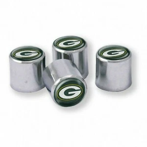 NUEVO Green Bay Packers Fútbol Fútbol Cromado Válvula Válvula Tapas del Vástago con Colores de Equipo - 4 PIEZAS - Imagen 1 de 1