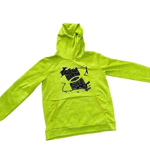 Under Armour Hoodie Pullover ColdGear Neon Green Logo YLG - Picture 1 of 10