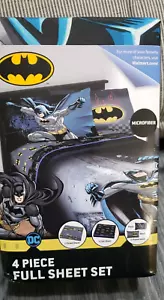 DC Comics Batman 4pc FULL Sheet Set Superhero Microfiber Bedding - Picture 1 of 3