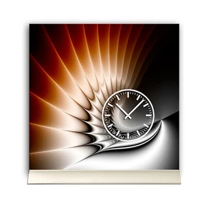 Tischuhr 30cmx30cm inkl. Alu-Ständer -edles Design braun kupferrot  geräuschlose - Bild 1 von 4