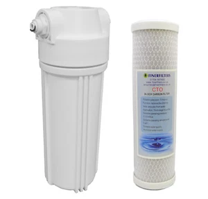 Carcasa de filtro de agua Finerfilters 10"" y bloque de carbono de ajuste de empuje de 1/4 - Imagen 1 de 3