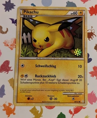 Pokemon TCG Pikachu 78/123 HGSS *German* Snowflake Stamp Promo 2010 Holiday - Image 1 of 4